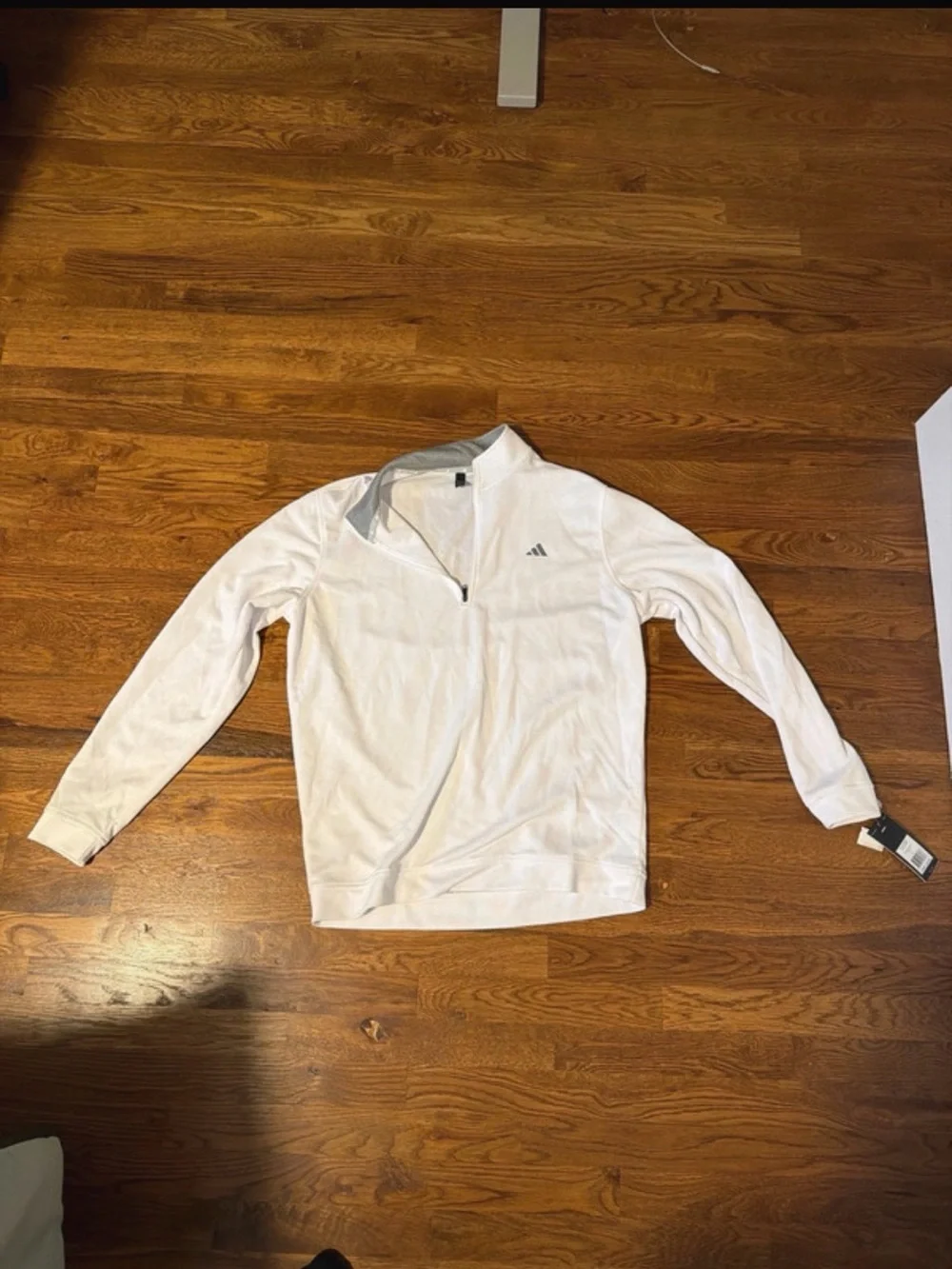 adidas White Lightweight Quarter-Zip Shirt Jacket